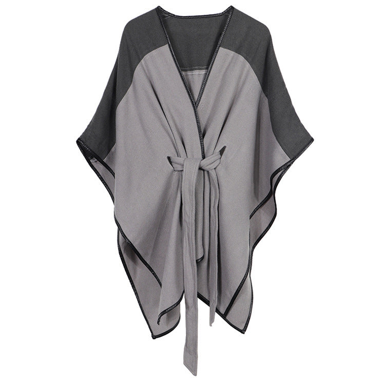 Cashmere cape and belt