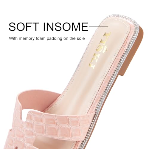 Sandals for Women 2025 dressy slides flat open toe comfortable soft leather slip on ladies casual wide width cute trendy shoes summer beach