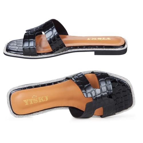 Sandals for Women 2025 dressy slides flat open toe comfortable soft leather slip on ladies casual wide width cute trendy shoes summer beach