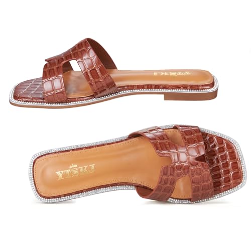 Sandals for Women 2025 dressy slides flat open toe comfortable soft leather slip on ladies casual wide width cute trendy shoes summer beach