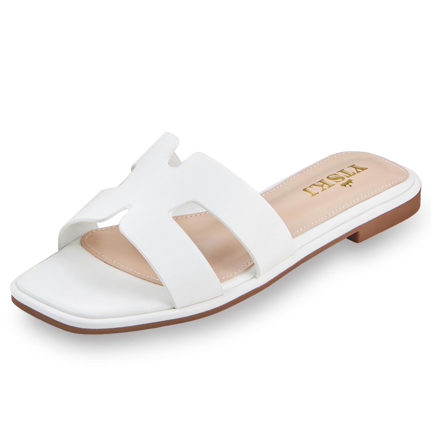 Sandals for Women 2025 dressy slides flat open toe comfortable soft leather slip on ladies casual wide width cute trendy shoes summer beach