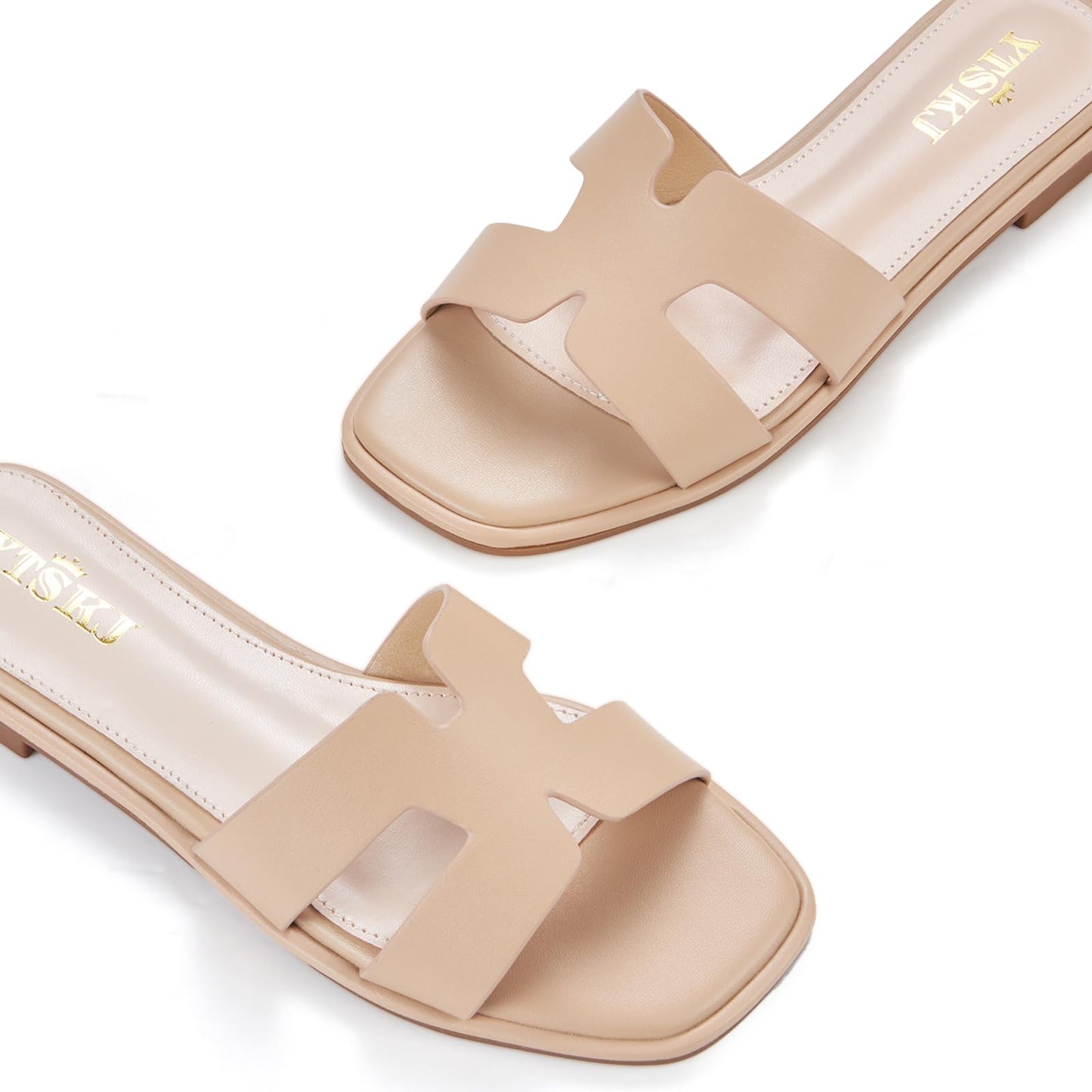 Sandals for Women 2025 dressy slides flat open toe comfortable soft leather slip on ladies casual wide width cute trendy shoes summer beach