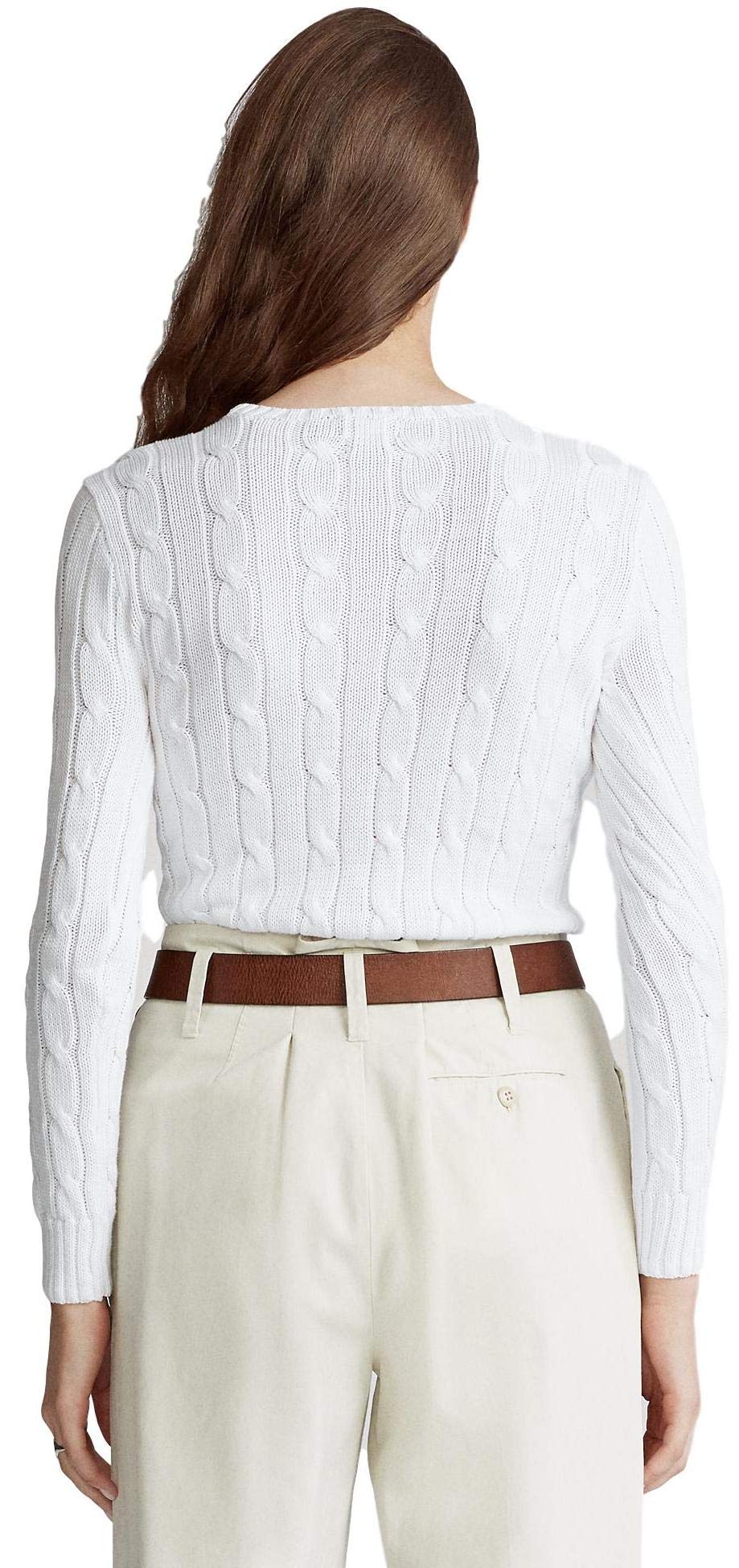 RALPH LAUREN Women's Crewneck Cable Knit Pony Logo Sweater