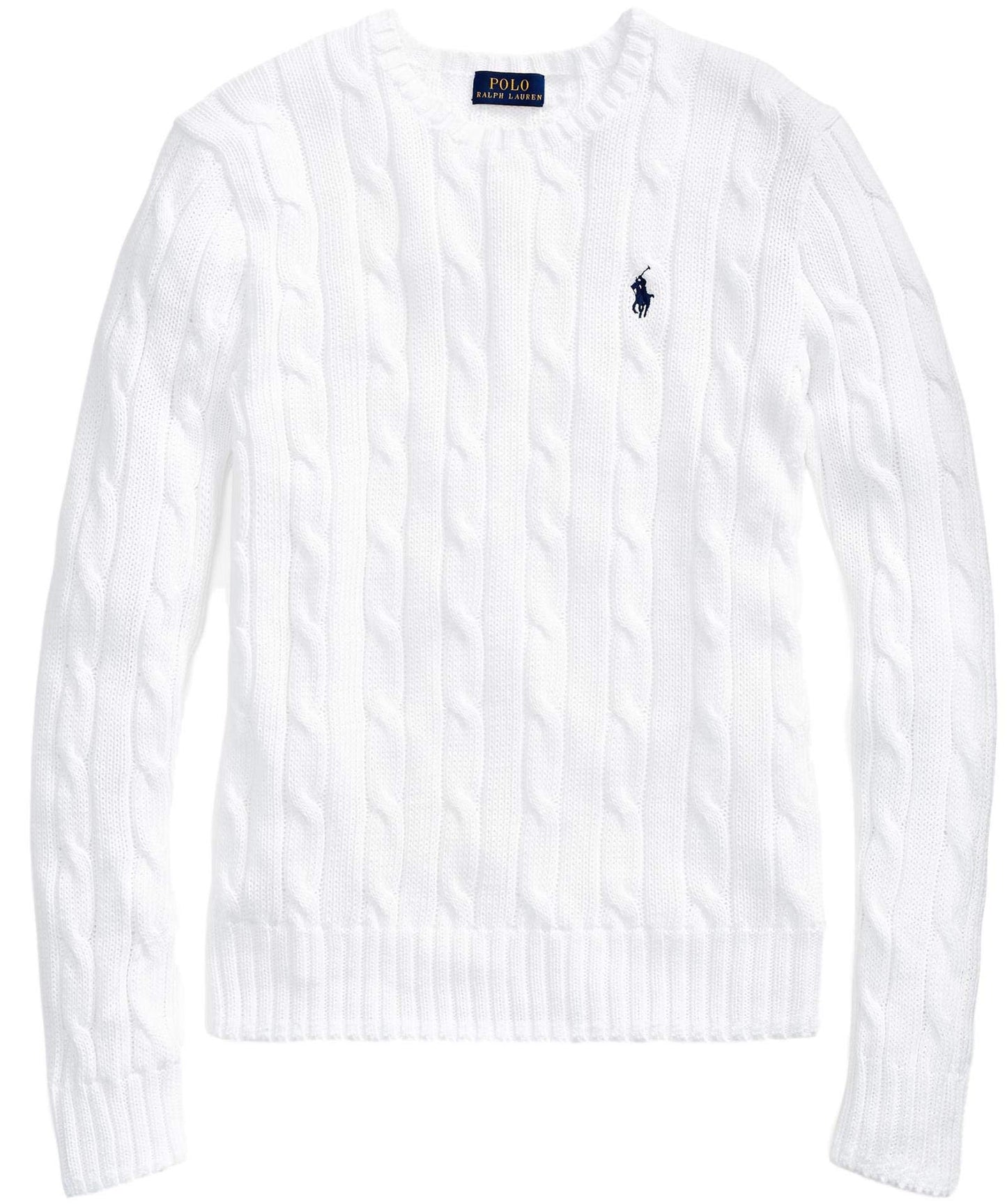 RALPH LAUREN Women's Crewneck Cable Knit Pony Logo Sweater