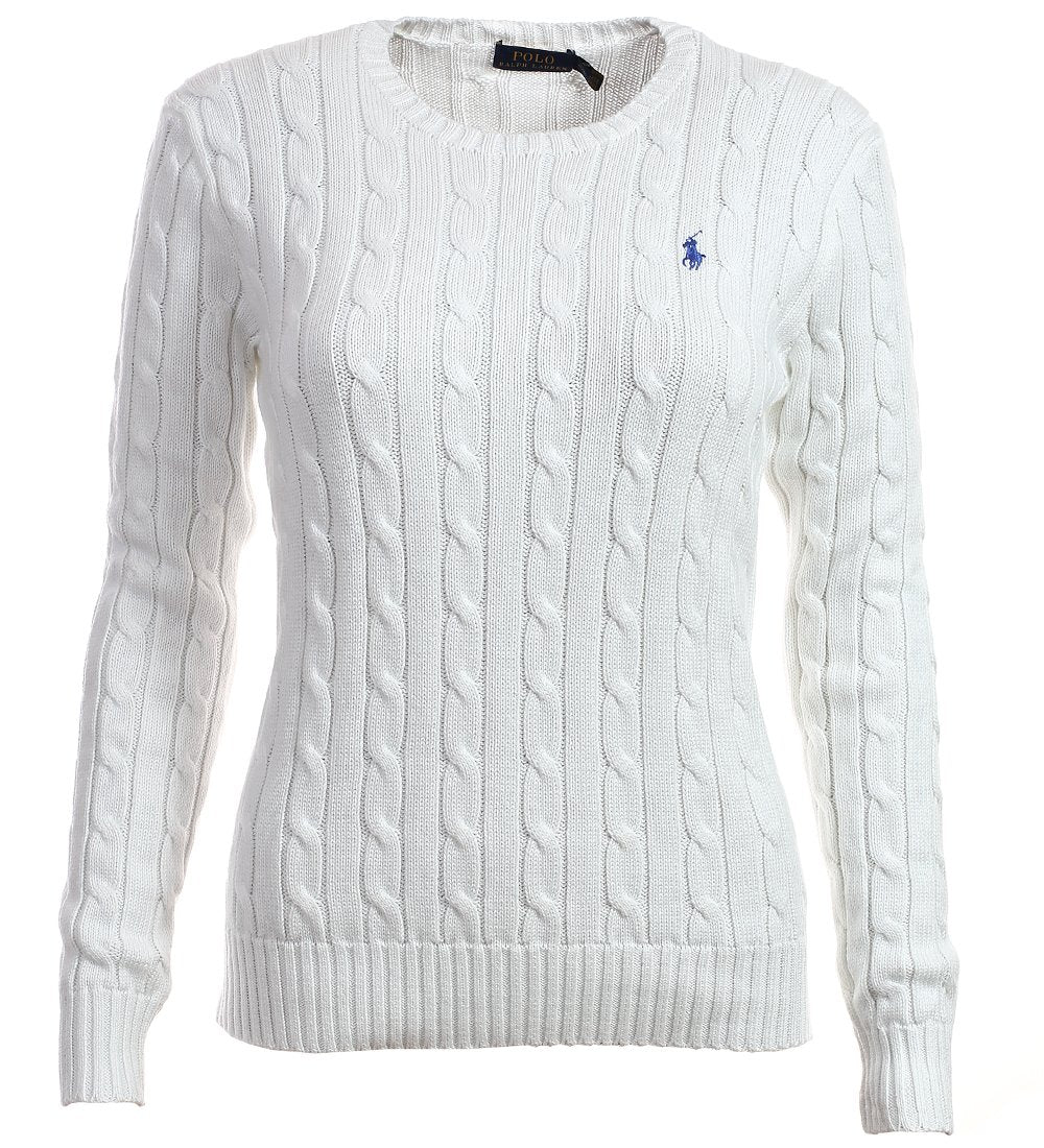 RALPH LAUREN Women's Crewneck Cable Knit Pony Logo Sweater