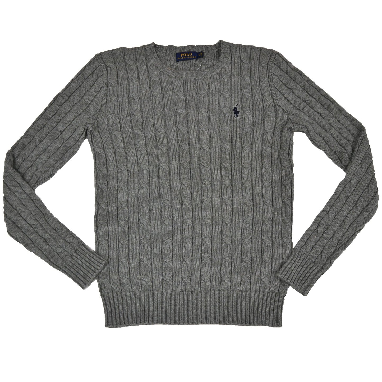 RALPH LAUREN Women's Crewneck Cable Knit Pony Logo Sweater
