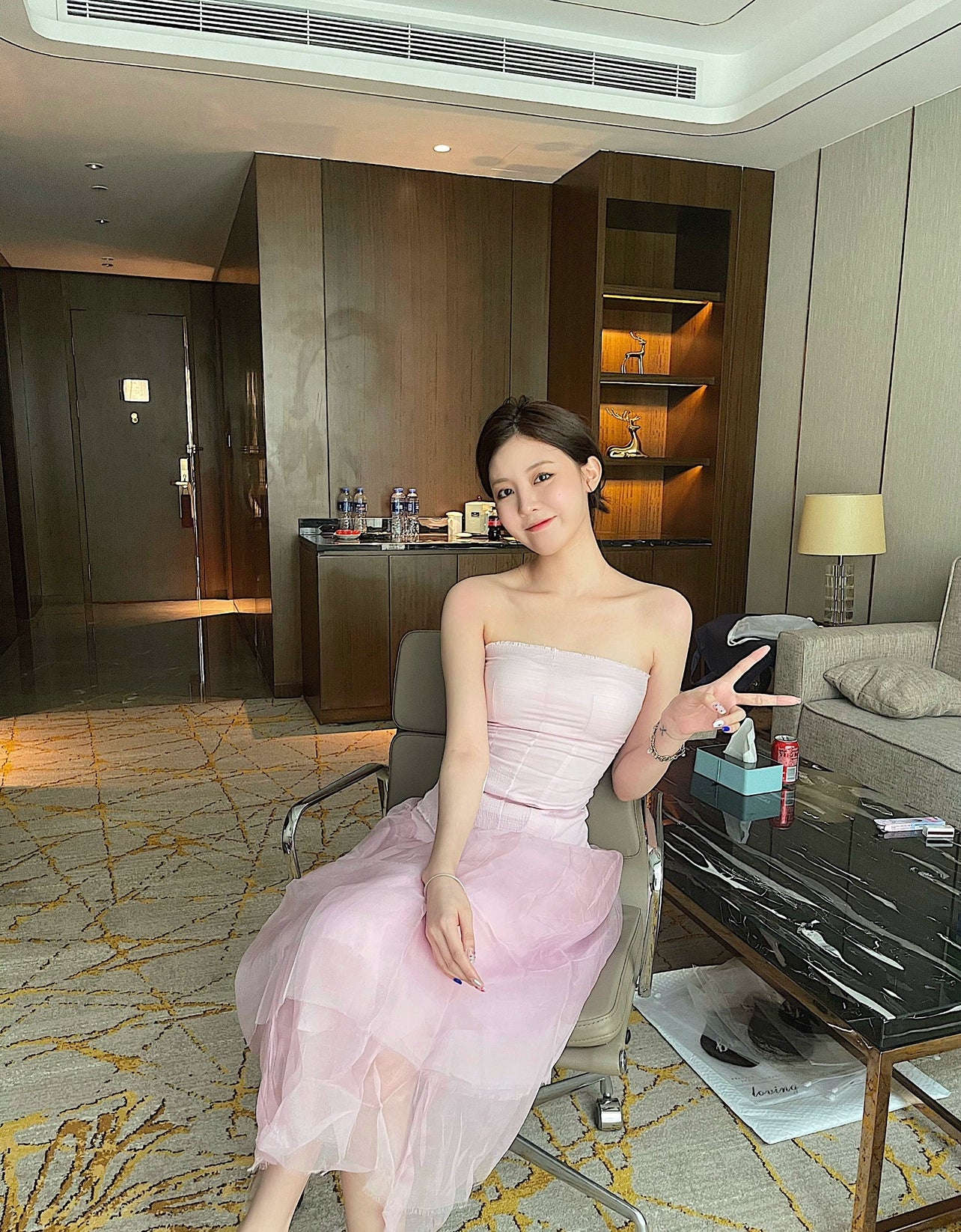 Super White Cherry Blossom Pink Multi-Layer Mesh Bubble Skirt Tube Top