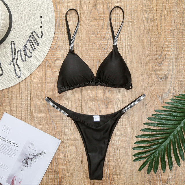 Swimwear Women 2020 Sexy Micro Bikini Brazilian Solid Black