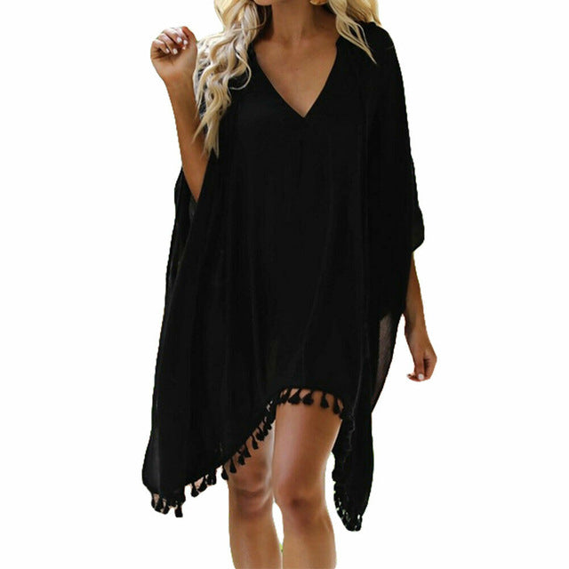 Sexy Women Summer Beachwear Tassel Swimwear Cover Up Sarong