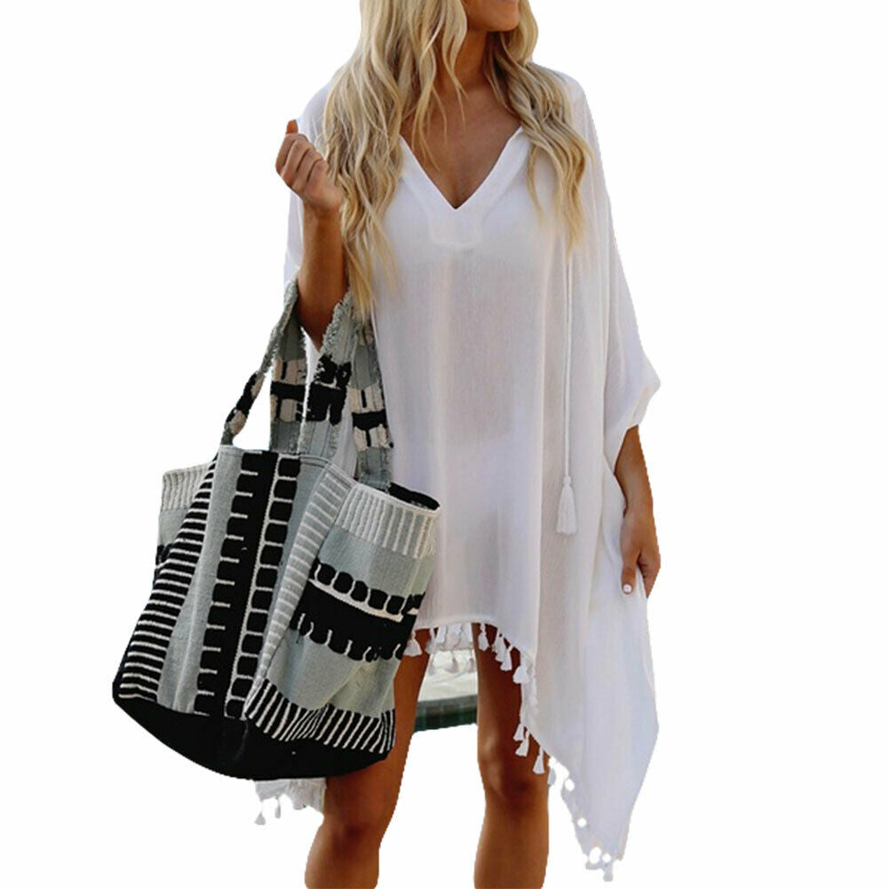 Sexy Women Summer Beachwear Tassel Swimwear Cover Up Sarong