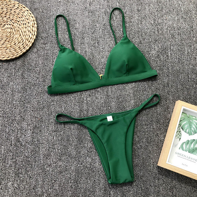 Swimwear Women 2020 Sexy Micro Bikini Brazilian Solid Black