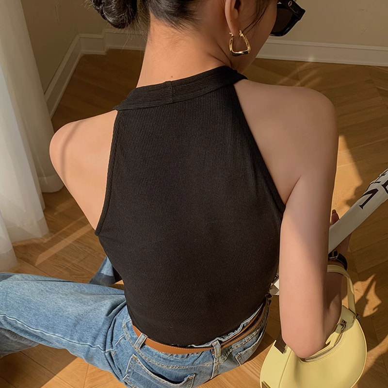 Beauty Back Suit V-neck Sleeveless off-Shoulder Halterneck Small Sling
