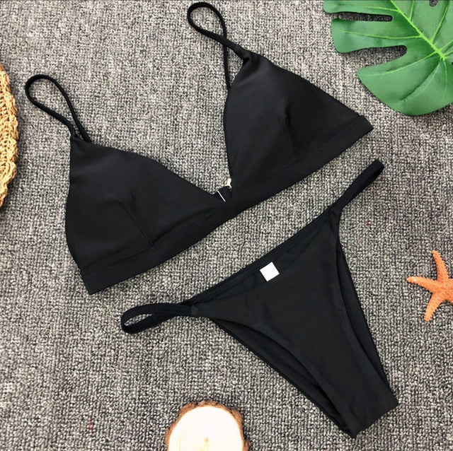 Swimwear Women 2020 Sexy Micro Bikini Brazilian Solid Black