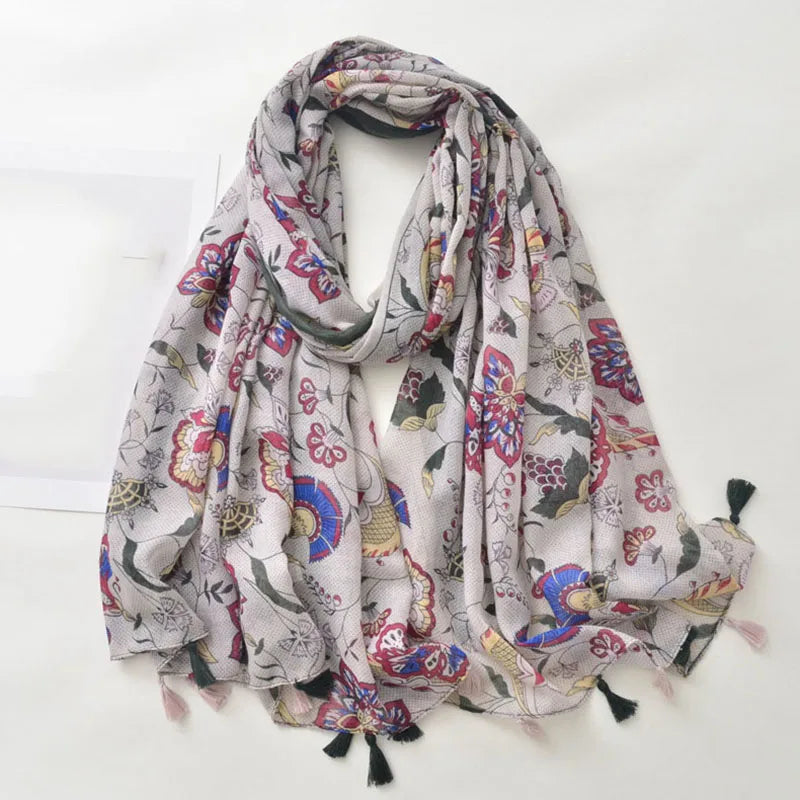 Luxury Brand Scarf For Woman Soft Cotton Shawl Wrap Tassel Viscose Muslim Woman Hijab Boho Beach Towel Female Bandana Headscarf