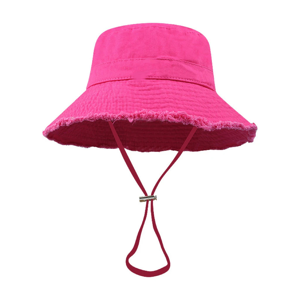 Fashion Ladies Summer Leisure Protection Sun UV50+ Beach Hat Bucket Hat Water Washed Fur Brim Men's Panama Hat Sunscreen Cap