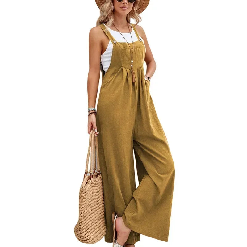 Women Loose Fit Fashion Overalls Wide Leg Baggy Bib Overalls Jumpsuit Dungarees