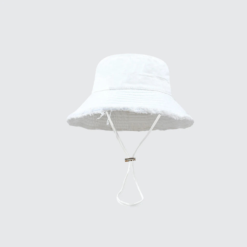 Fashion Ladies Summer Leisure Protection Sun UV50+ Beach Hat Bucket Hat Water Washed Fur Brim Men's Panama Hat Sunscreen Cap