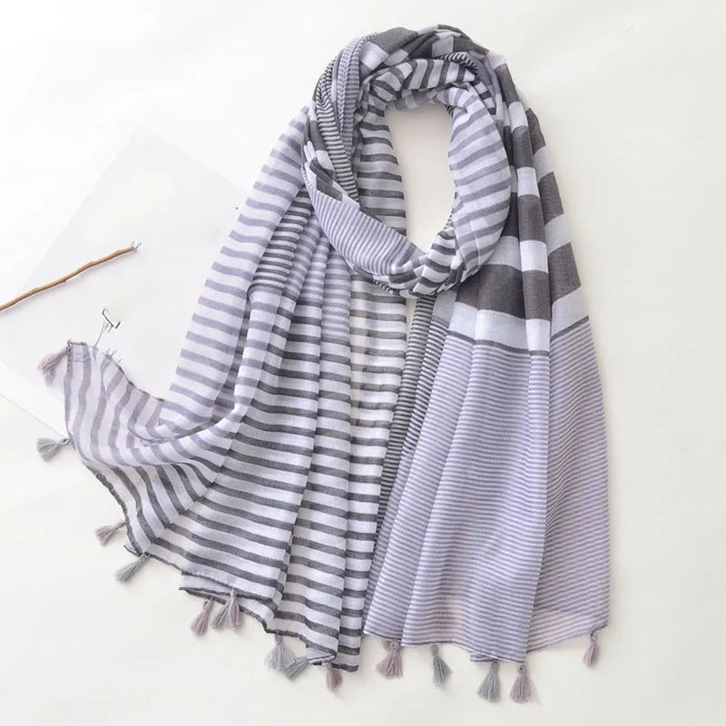 Luxury Brand Scarf For Woman Soft Cotton Shawl Wrap Tassel Viscose Muslim Woman Hijab Boho Beach Towel Female Bandana Headscarf