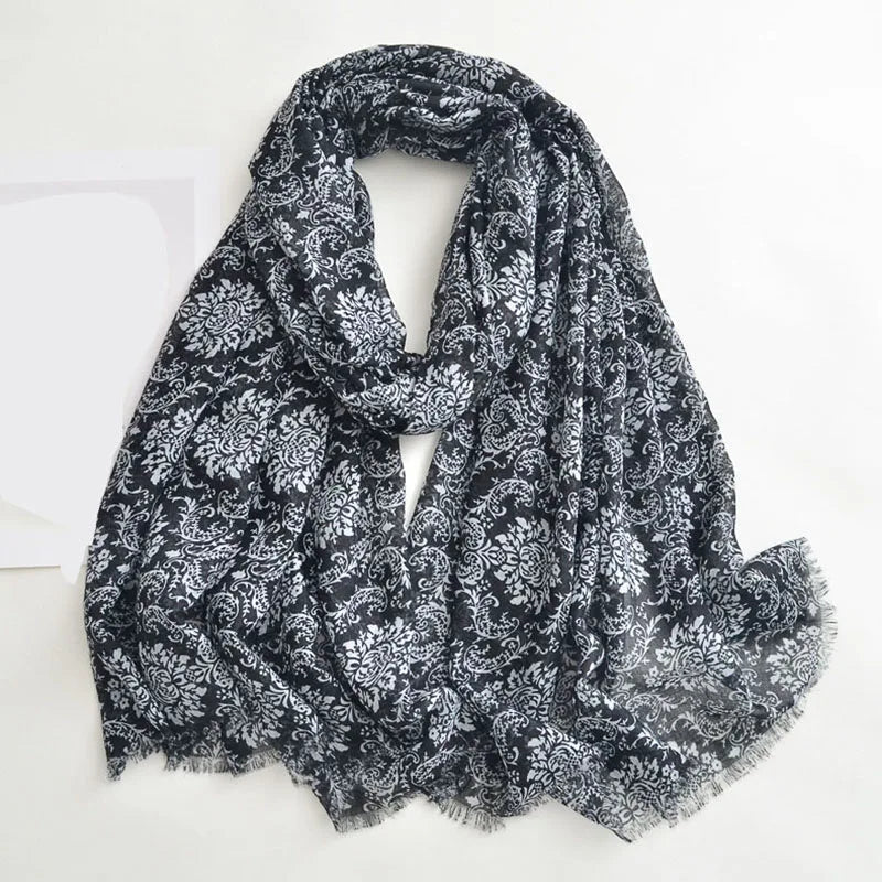 Luxury Brand Scarf For Woman Soft Cotton Shawl Wrap Tassel Viscose Muslim Woman Hijab Boho Beach Towel Female Bandana Headscarf
