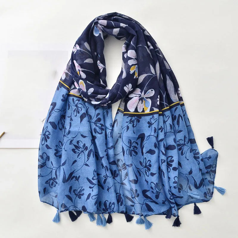 Luxury Brand Scarf For Woman Soft Cotton Shawl Wrap Tassel Viscose Muslim Woman Hijab Boho Beach Towel Female Bandana Headscarf