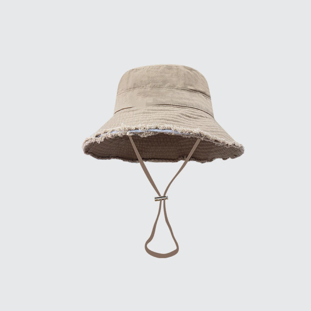 Fashion Ladies Summer Leisure Protection Sun UV50+ Beach Hat Bucket Hat Water Washed Fur Brim Men's Panama Hat Sunscreen Cap