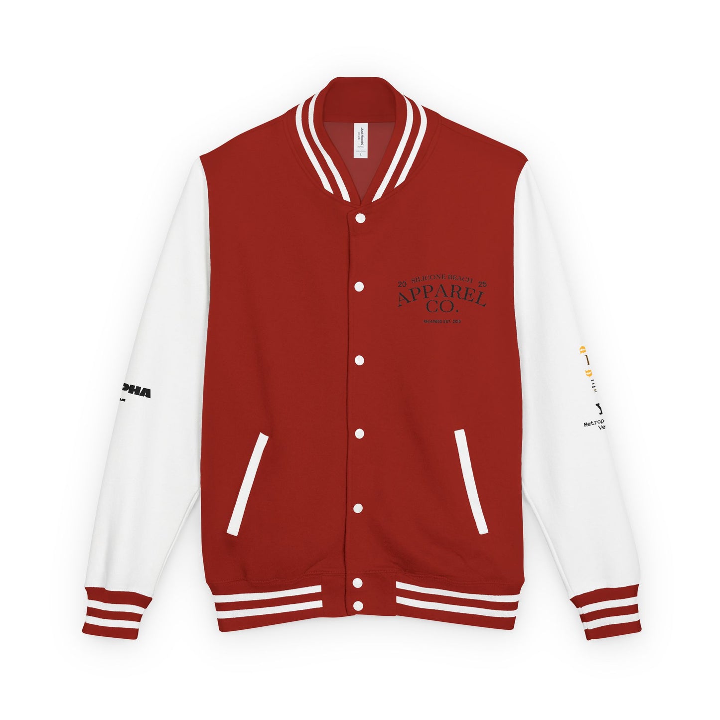 Classic Red & White Letterman Jacket — Retro Varsity Club Embroidered