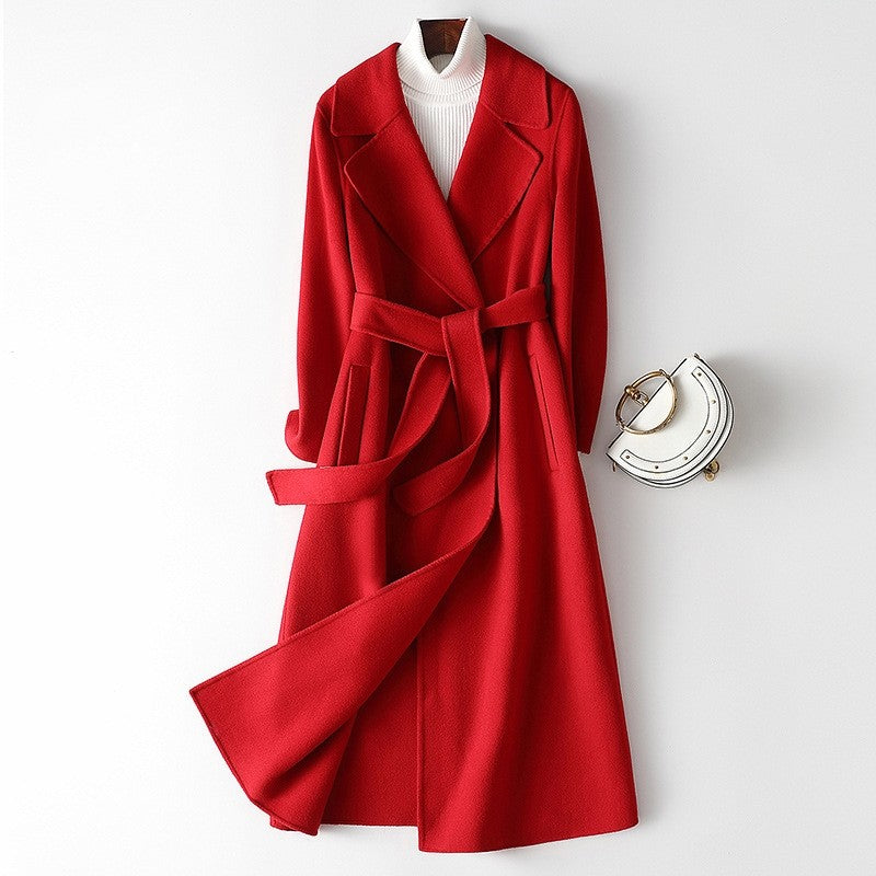 Solid Color Reversible Cashmere Long Coat