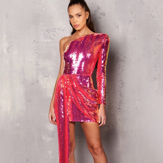 Pink Sequined Party Dress