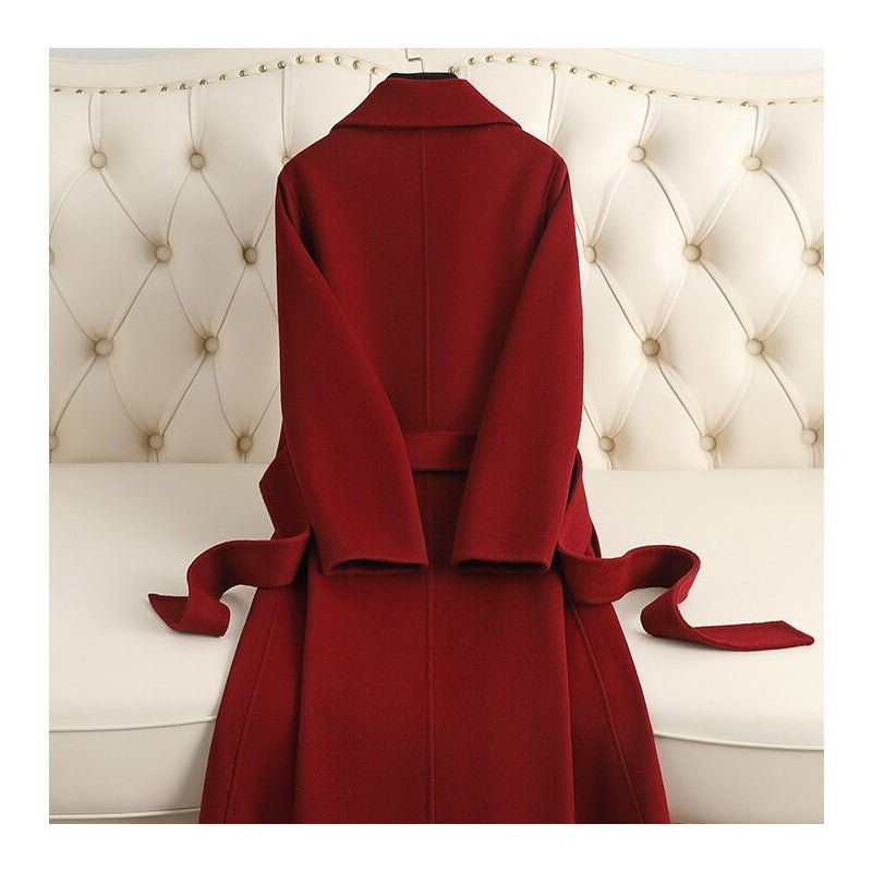 Solid Color Reversible Cashmere Long Coat