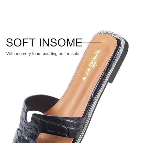 Sandals for Women 2025 dressy slides flat open toe comfortable soft leather slip on ladies casual wide width cute trendy shoes summer beach
