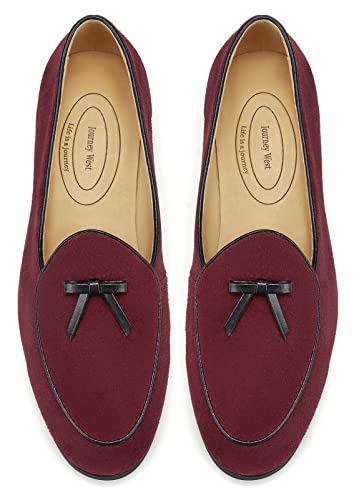 Journey West Suede Tassel Loafer for Women Slip-on Belgian Penny Loafers Shoes for Women in Many Colors