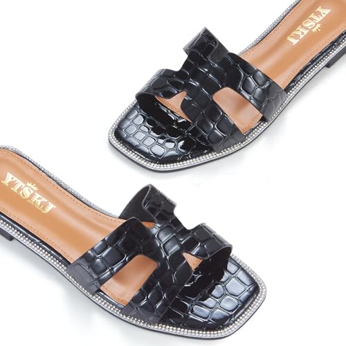 Sandals for Women 2025 dressy slides flat open toe comfortable soft leather slip on ladies casual wide width cute trendy shoes summer beach