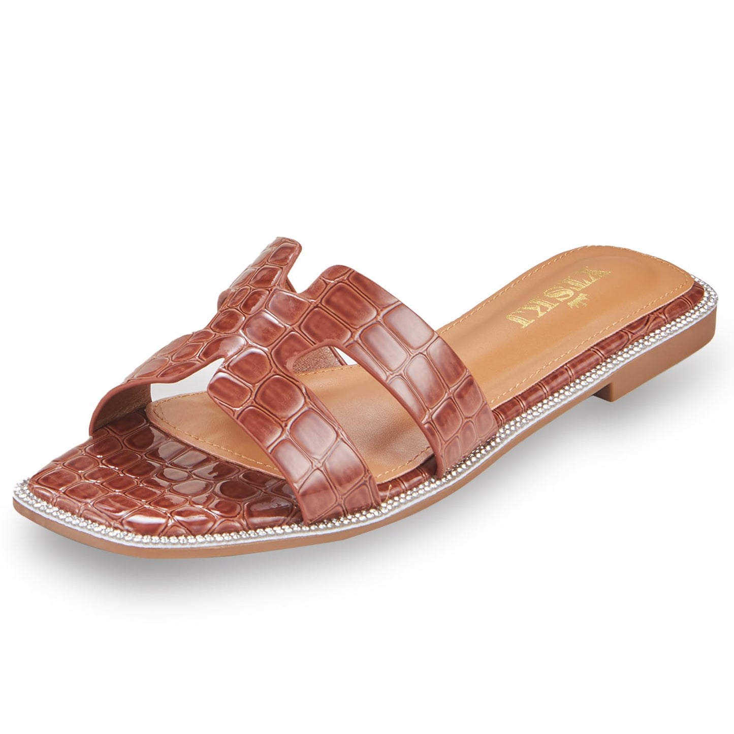Sandals for Women 2025 dressy slides flat open toe comfortable soft leather slip on ladies casual wide width cute trendy shoes summer beach