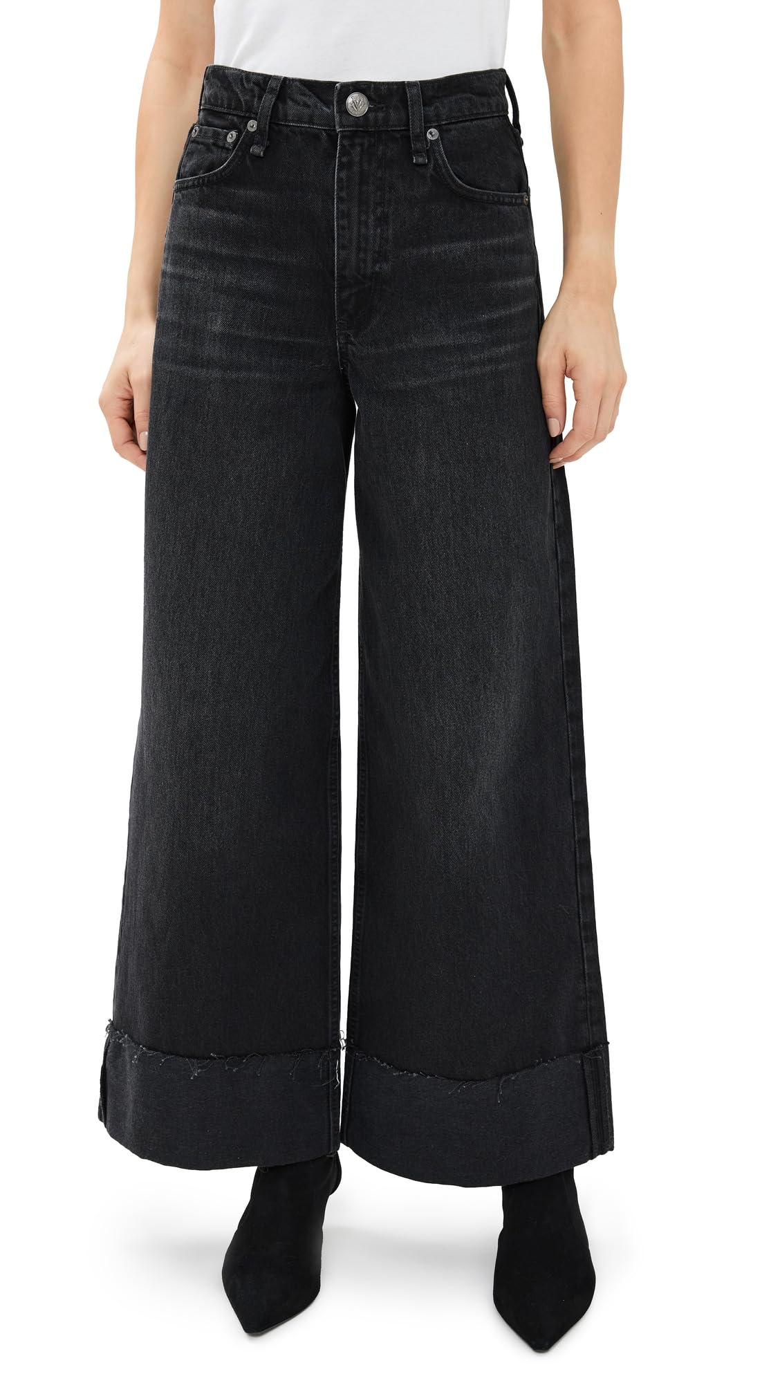 rag & bone Women's Sofie High-Rise Ankle Wide Leg Jeans with Cuff