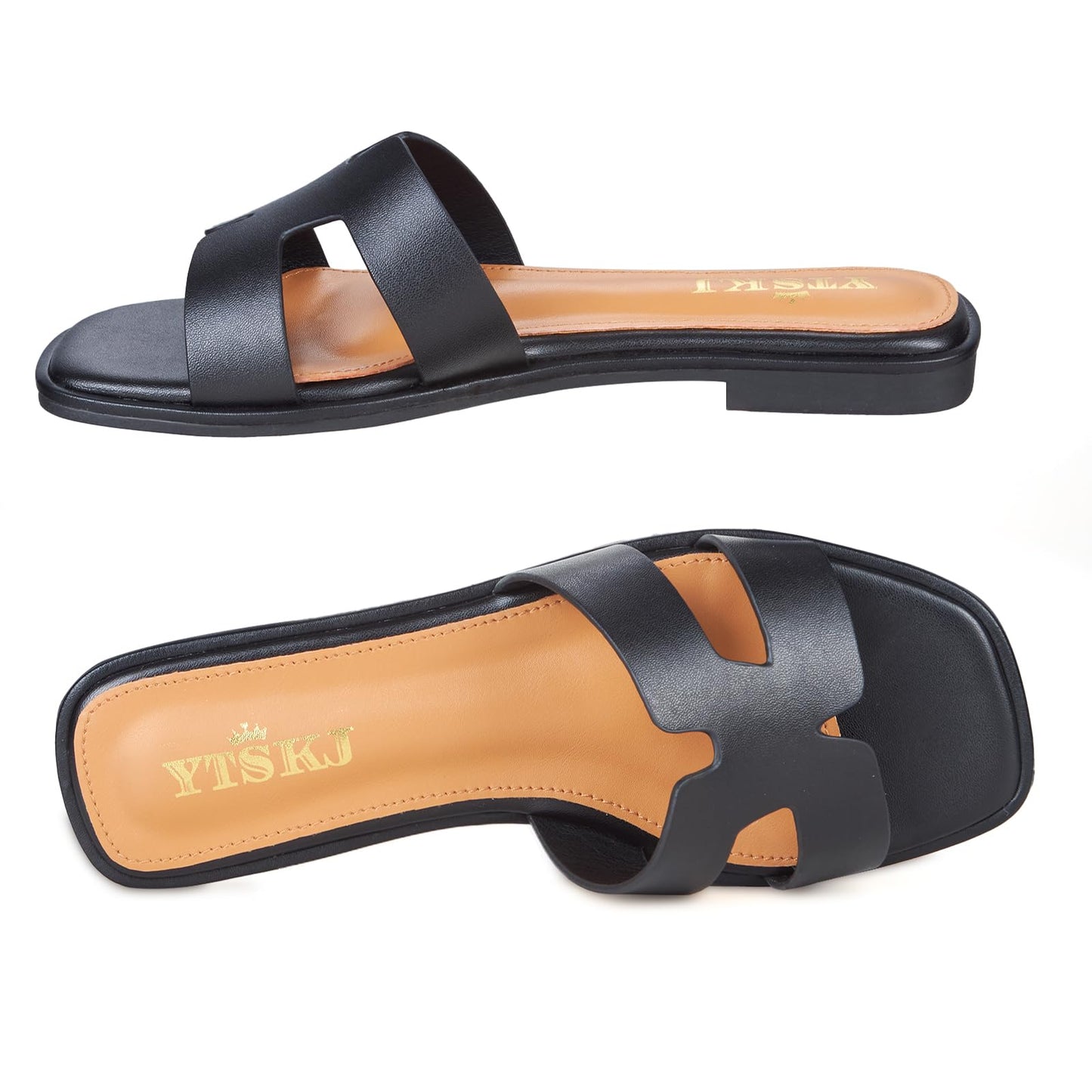 Sandals for Women 2025 dressy slides flat open toe comfortable soft leather slip on ladies casual wide width cute trendy shoes summer beach