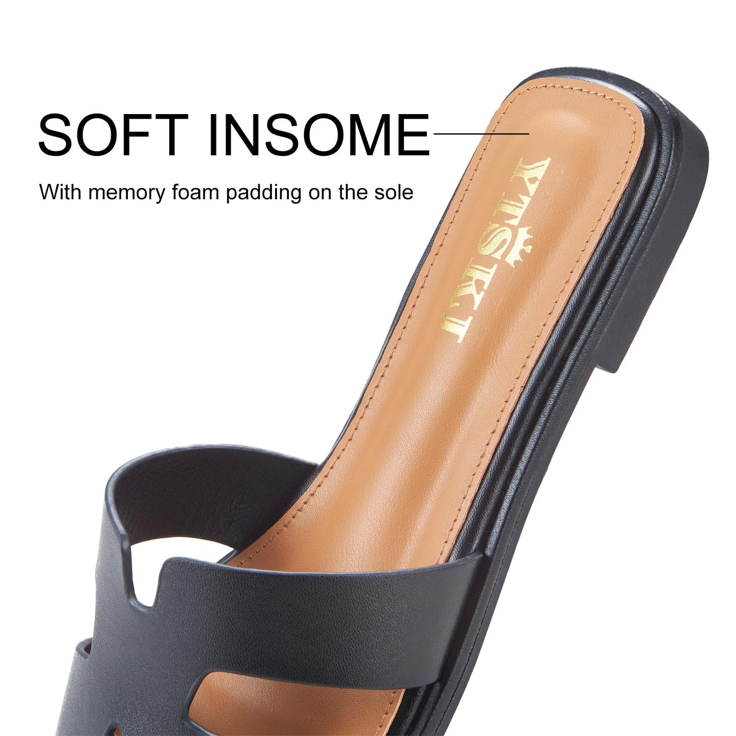 Sandals for Women 2025 dressy slides flat open toe comfortable soft leather slip on ladies casual wide width cute trendy shoes summer beach