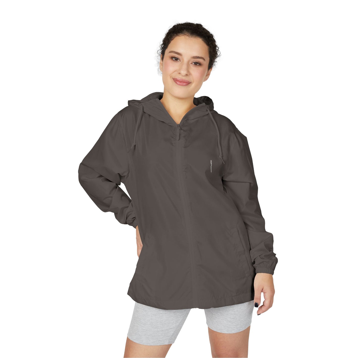 White Camo Windbreaker Jacket — Lightweight Full-Zip Hooded Outerwear