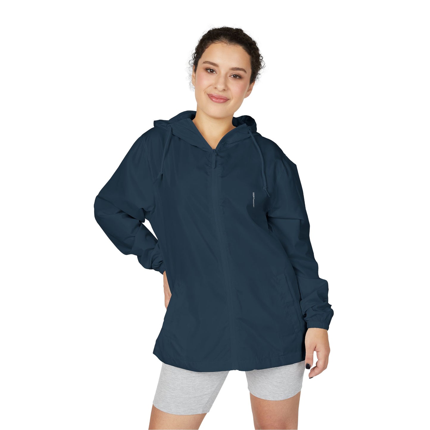 White Camo Windbreaker Jacket — Lightweight Full-Zip Hooded Outerwear