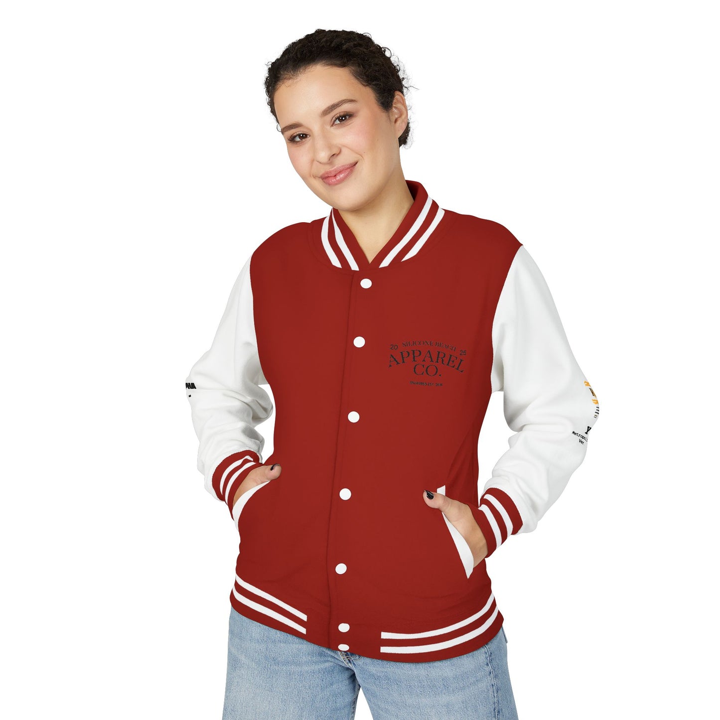 Classic Red & White Letterman Jacket — Retro Varsity Club Embroidered
