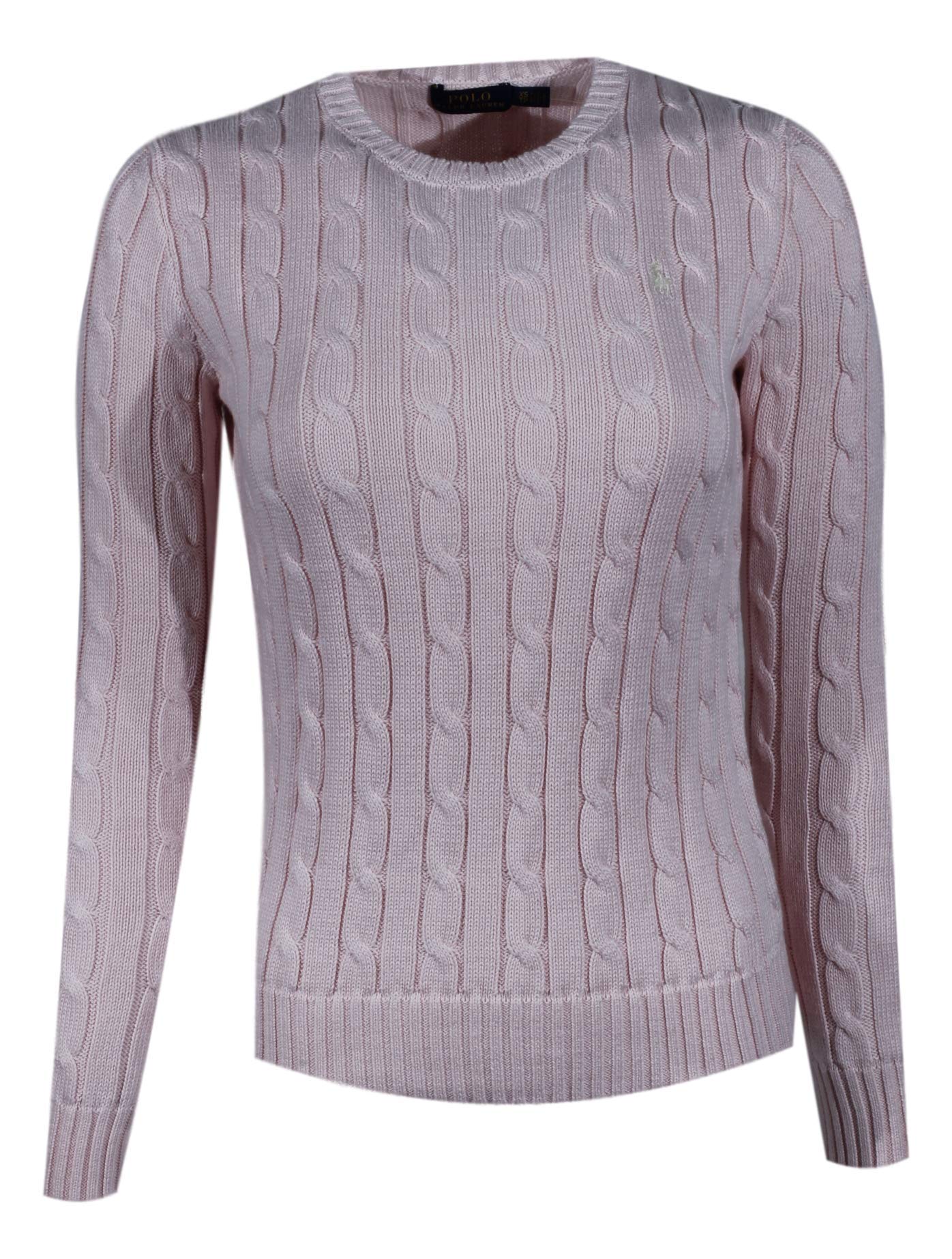 RALPH LAUREN Women's Crewneck Cable Knit Pony Logo Sweater