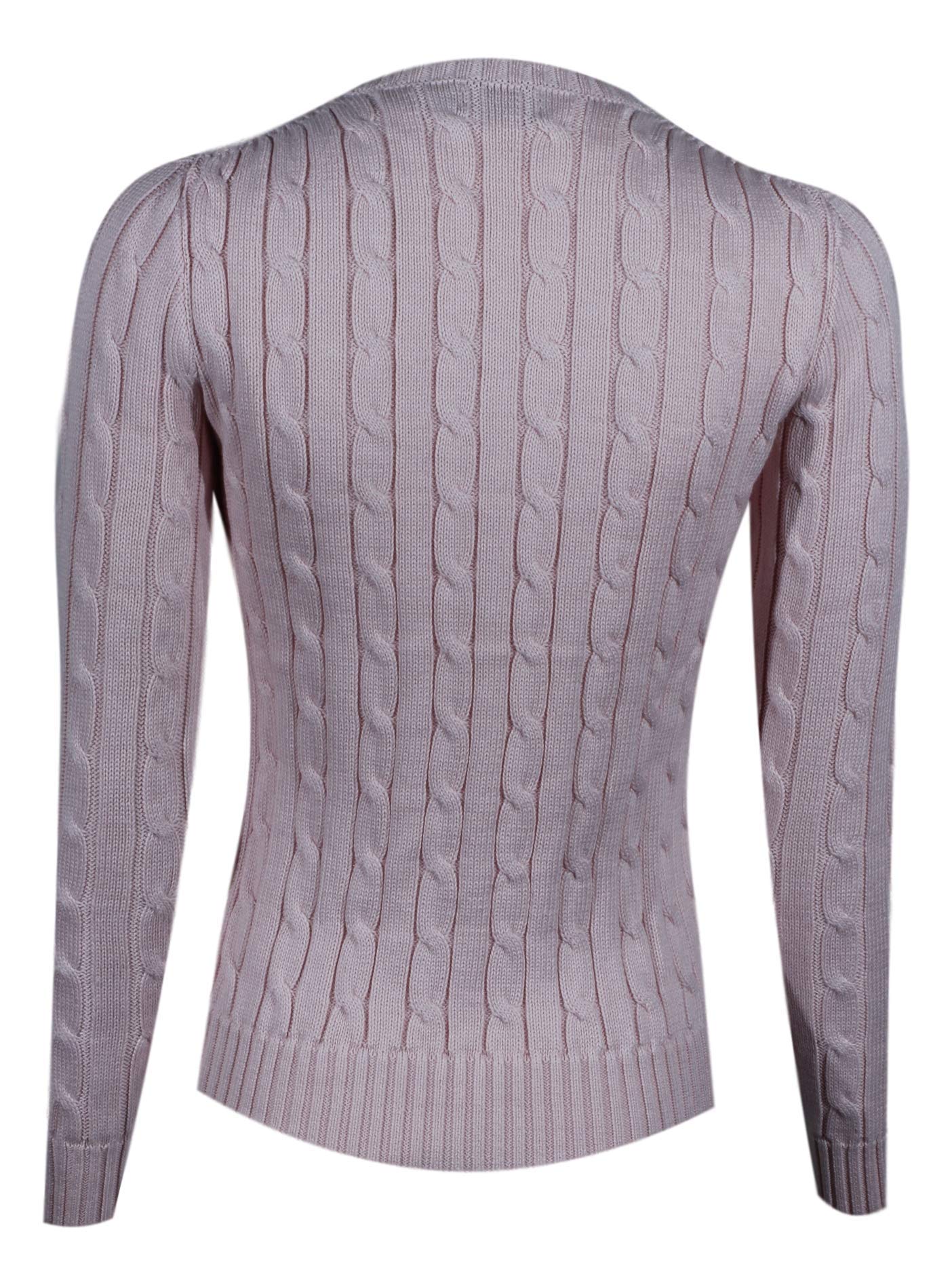 RALPH LAUREN Women's Crewneck Cable Knit Pony Logo Sweater