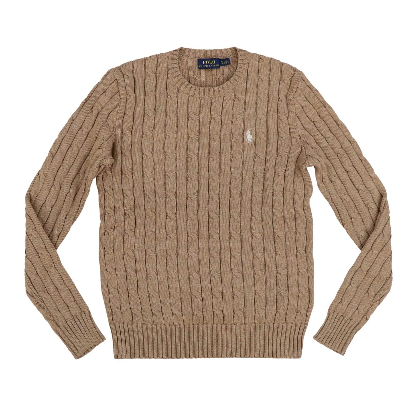 RALPH LAUREN Women's Crewneck Cable Knit Pony Logo Sweater
