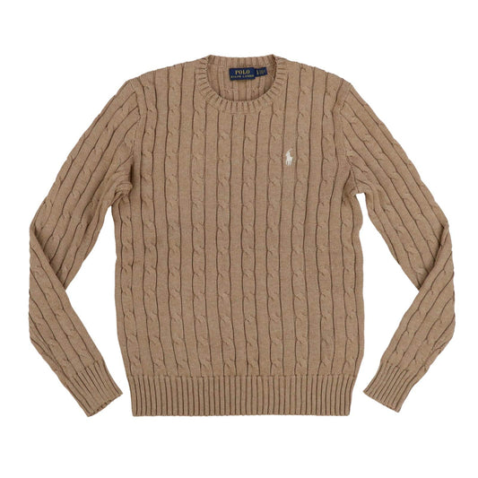 RALPH LAUREN Women's Crewneck Cable Knit Pony Logo Sweater