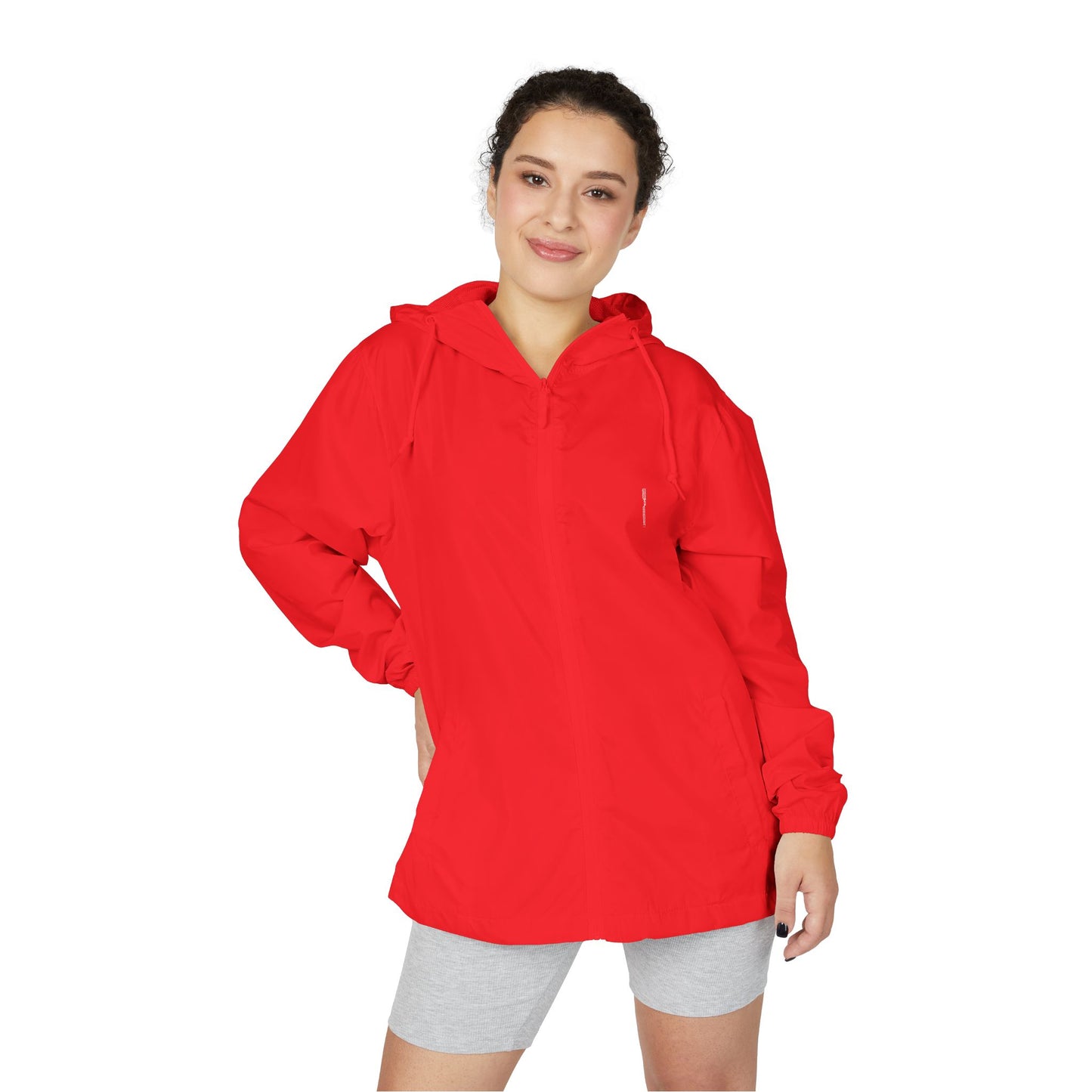 White Camo Windbreaker Jacket — Lightweight Full-Zip Hooded Outerwear