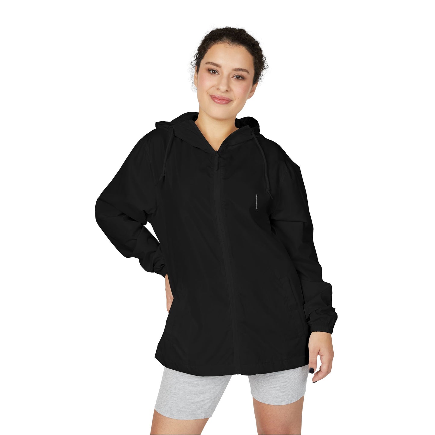 White Camo Windbreaker Jacket — Lightweight Full-Zip Hooded Outerwear
