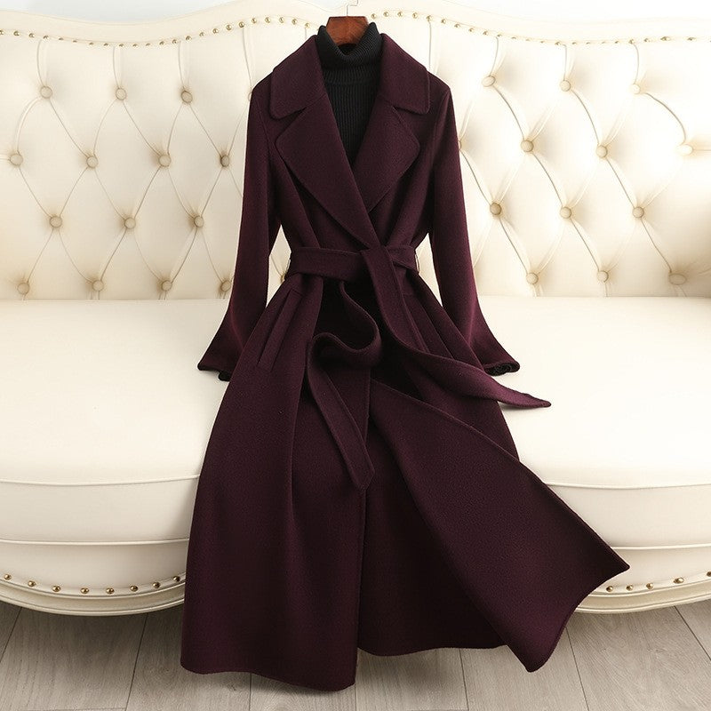 Solid Color Reversible Cashmere Long Coat