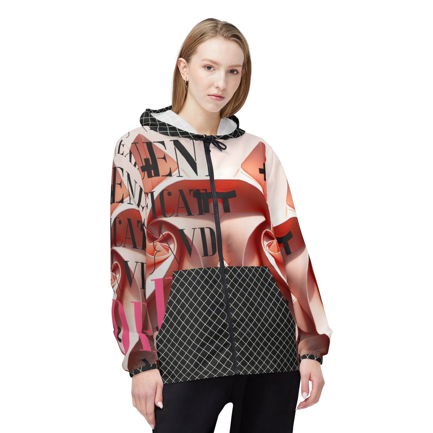 Brand ⊢ ∃! ⊨ Trendy Windbreaker Jacket with Artistic Design - Perfect for Casual Outings and Outdoor Adventures