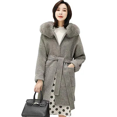 Cashmere Jacket Hand, Fox Fur Woolen Overcoat Cashmere Coat