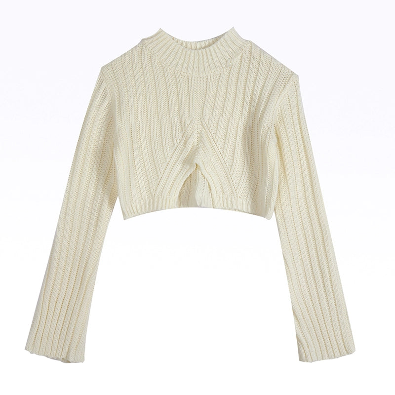 Gagaopt Split Half-Collar Sunken Stripe Knitwear