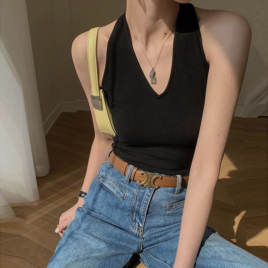 Beauty Back Suit V-neck Sleeveless off-Shoulder Halterneck Small Sling
